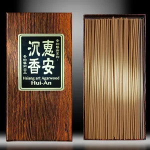Image showcasing the Hui-An Agarwood small incense sticks with their decorative box.